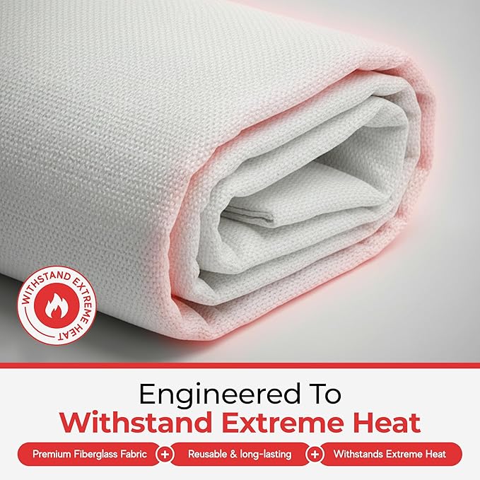 Sierra Madre Emergency Fire Blanket, 100% Fiberglass Fire Suppression Blanket for Office & Camping - Instantly Smothers Flames (Pack of 1)