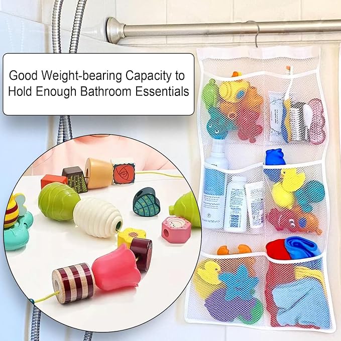 Quick Dry Fabric Bath Mesh Pockets Shower Organizer with 6-Pocket