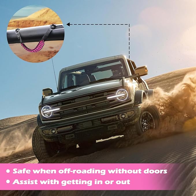 SEVEN SPARTA 4pack Roll Bar Grab Handles for Ford Bronco 2021-2026 2/4 Door | No Drill Install, Color-Matched Paracord Handles, Uses Factory Bolts, Sturdy & Comfortable Grip for 2021-2026 Bronco 2/4 Door