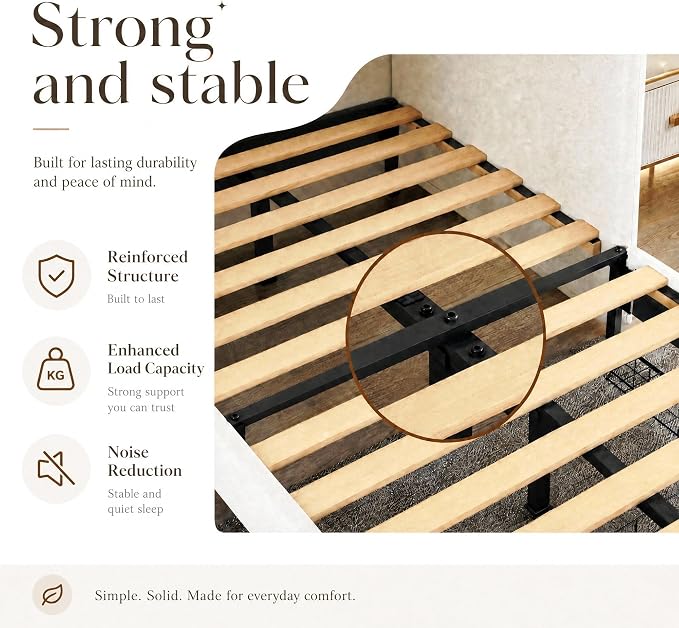 LIKIMIO Twin XL Daybed with 2 Drawers and Converse Headboard, Cream | No box spring needed. Perfect for dorms, studios, guest rooms, and small apartments.