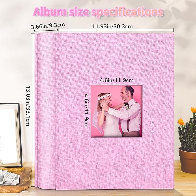 Artfeel Photo Album 4x6 with 1000 Pockets,Slip-in Picture Albums,Linen Cover Memory Book with Front Window,White Page Vertical Photo Book for Wedding,Family,Anniversare,Baby,Vacation