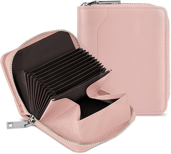 HUANLANG Mens Wallet RFID Blocking Multi Card Holder Wallets for Men Bifold Wallet with Zipper Small Men's Leather Wallet