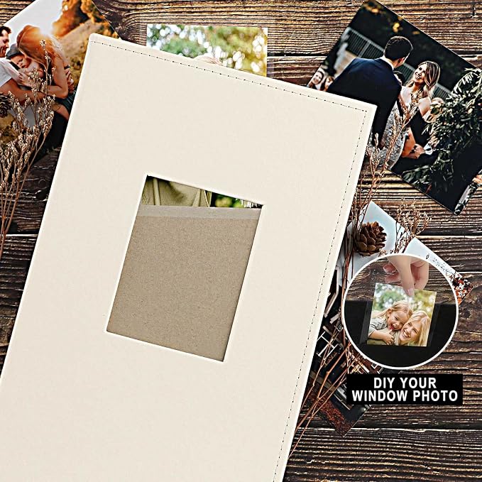 Ywlake Photo Album 4x6 300 Pockets, Leather Photo Albums Holds 300 Horizontal Only Pictures Beige