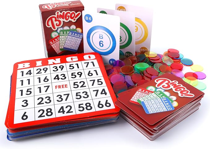 GSE Games & Sports Expert Complete Bingo Game Set with 50 Bingo Cards, 500 Chips, Calling Cards Deck, Party Fun Game for Adults, Seniors, Family Gatherings, Classroom Activities, Large Groups