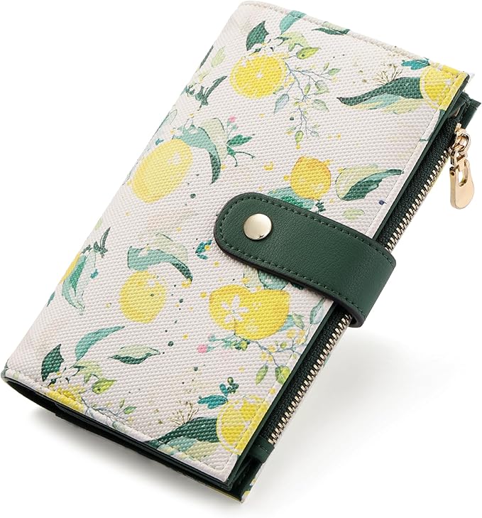 yiijay Womens Wallet RFID Blocking Vegan Leather Trifold Clutch Credit Card Holder Ladies Travel Wallet Purse with Pen Holder