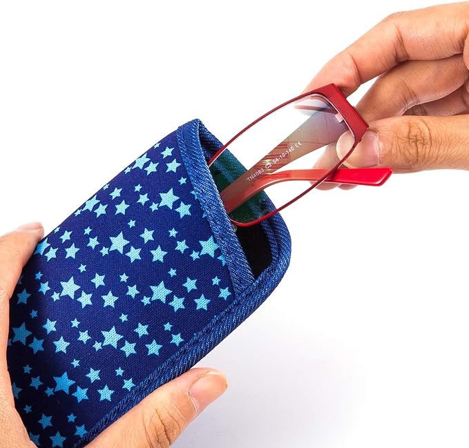 TRIUMPH VISION 3 Pack Reading Glasses Pouch Soft Case Eyeglass Sleeve Slim | Alternative to Bulky Case in bag, Lightweight Lined Padded Protect Optical lens Slip in, Cute Pattern Portable for Daily Use