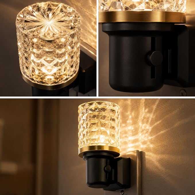JandCase LED Night Light, Dimmable Night Lights Plug into Wall, Modern Nightlight with Auto On Off Light Sensor, 3000K Soft White Night Light 0-100LM Brightness for Bathroom Hallway Bedroom Decor