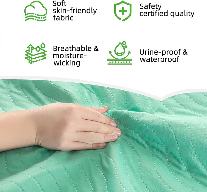 Washable Underpads 34"×36"(Pack of 2),Heavy Absorbency Incontinence Bed Pads,Reusable Diaper Changing Bed Pads Washable Waterproof for Sofa,Bed,Floor,Bedwetting Pee Pads for Nursing Adults,Kids,Dogs