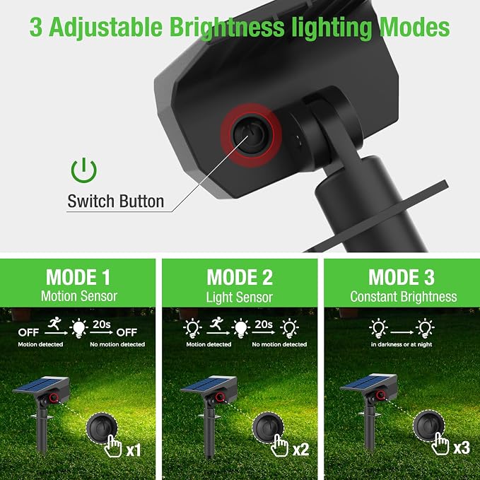 nipify Solar Lights Outdoor Waterproof, Motion Sensor Spot Landscape Light | 12 Pack/3 Modes/56 LED, Cool White, Waterproof, Solar Powered, Landscaping, Lighting for Outside Pathway Yard Garden Walkway