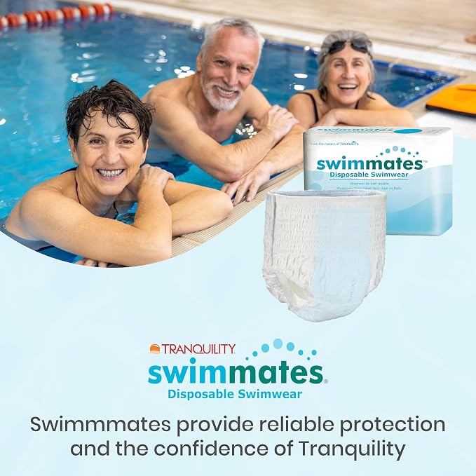 Swimmates Disposable Adult Swim Diapers, Pull-Up Under Swimwear with Tear-Away Side Seams, Unisex, 2XL (62"-80" Waist) 48 Count Case