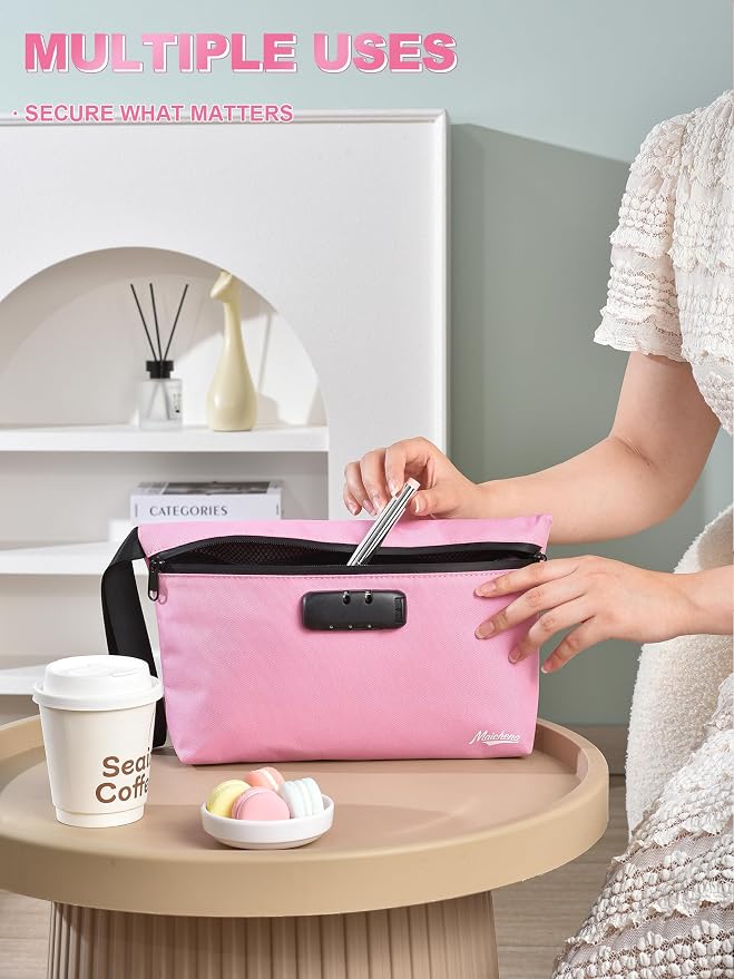 Smell Proof Bag with Combination Lock Large Storage Container Medicine Lock Bag Money Organizer Travel Storage Pouch