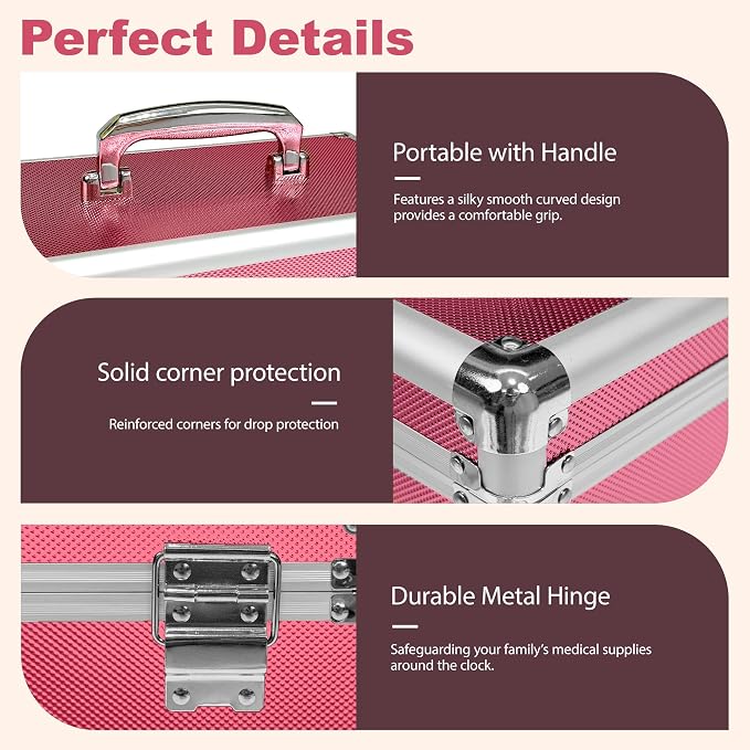 Rose Medication Combination Lock Boxes with Code for Personal Items, Medicine Lockbox for Documents 9.76 x 6.02 x 7.48 Inches Colorful Small
