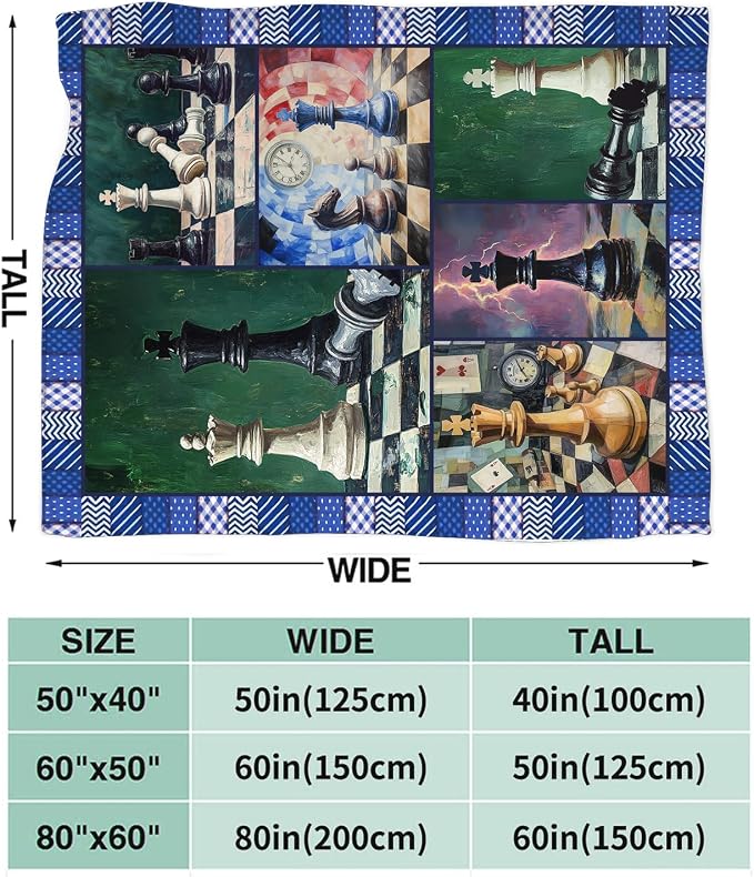 Yibuda Chess Blanket Chess Board Flannel Plush Throw Blanket Cozy Board Game Decor Fleece Stuff Blanket Gifts for Lover Girls Boys Kids Adults Women Bed Travel 40"x50"