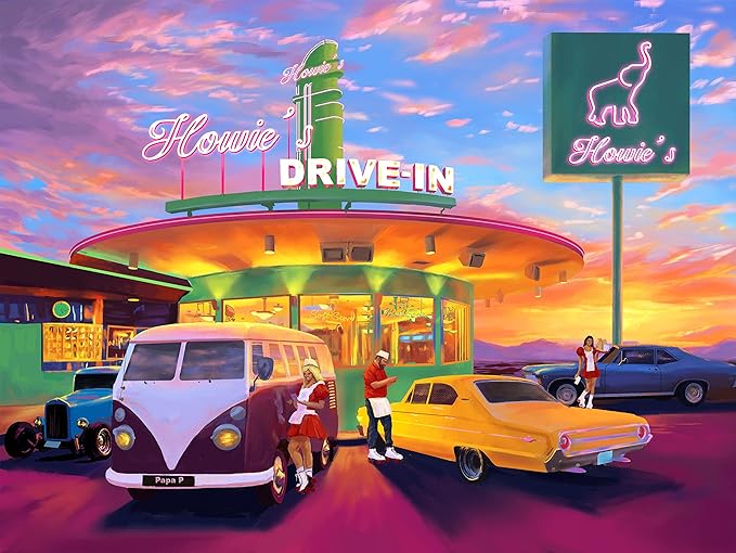Large Piece Jigsaw Puzzle – Easy & Colorful, Dementia & Memory Activities for Seniors, Elderly Gifts, 16 Pieces, Howie's Drive-in