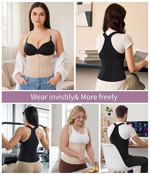 YERKOAD Back Brace for Women Breathable Back Straightener Posture Corrector | Full Back Support Posture Corrector Adjustable Waist Trainer Full Back Pain Relief Brace for Working, Exercising