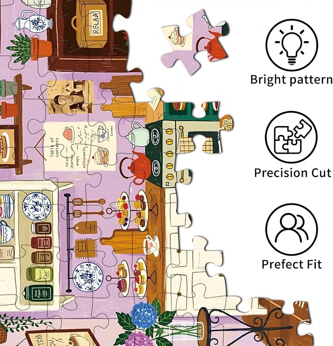 1000 Piece Jigsaw Puzzles for Adults, Kitchen Puzzle with 1:1 HD Poster, Precise Interlocking, Letter Markings on Back, Dust-Free, Stress Relief & Ideal Family Game Gift