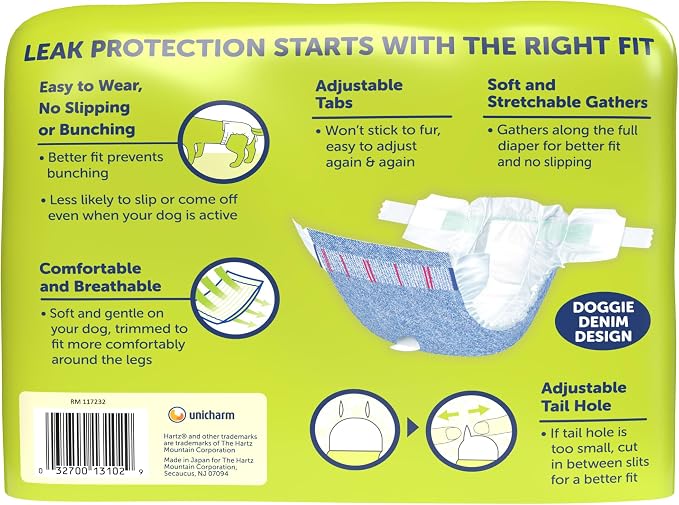 Hartz Comfitables Disposable Dog Diapers, Size Medium 12 Count, Comfortable & Secure Fit, Easy to Put On, Super Absorbent Male and Female Diaper