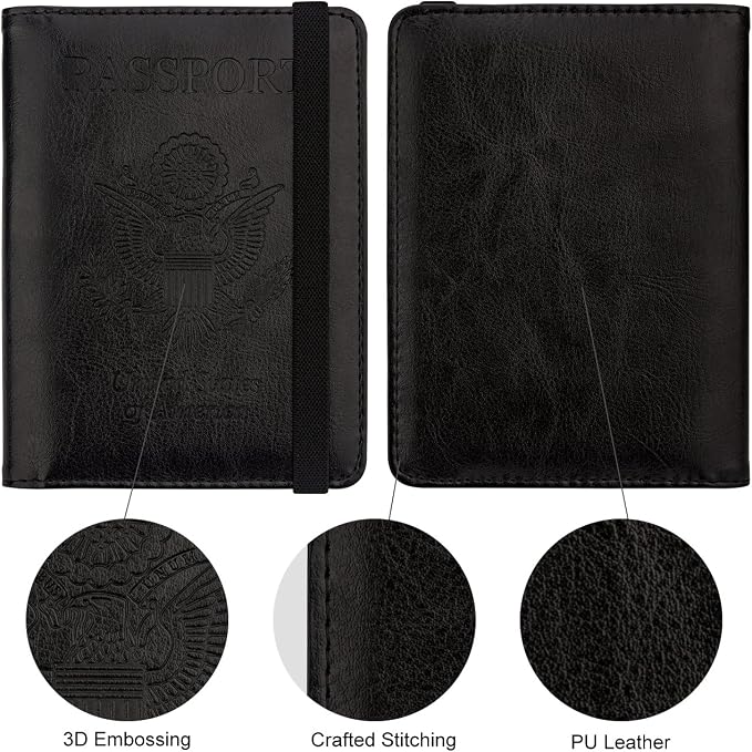WALNEW Passport Holder for Travel, RFID Passport Cover Wallet for Women Men, PU Leather Passport Book Card Holder Case with Pen, Travelling Essentials for Flying | PU Leather Passport Cover Case with Pen Holder, Travel Must Haves Accessories, Passport ...