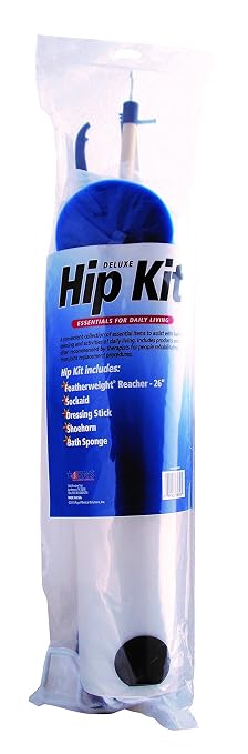 RMS 5-Piece Hip Kit with 26” Reacher, Sock Aid, Dressing Stick, Bath Sponge & Shoe Horn Long-Term Orthopedic Daily Living Aids for Chronic Hip, Knee & Mobility Limitations