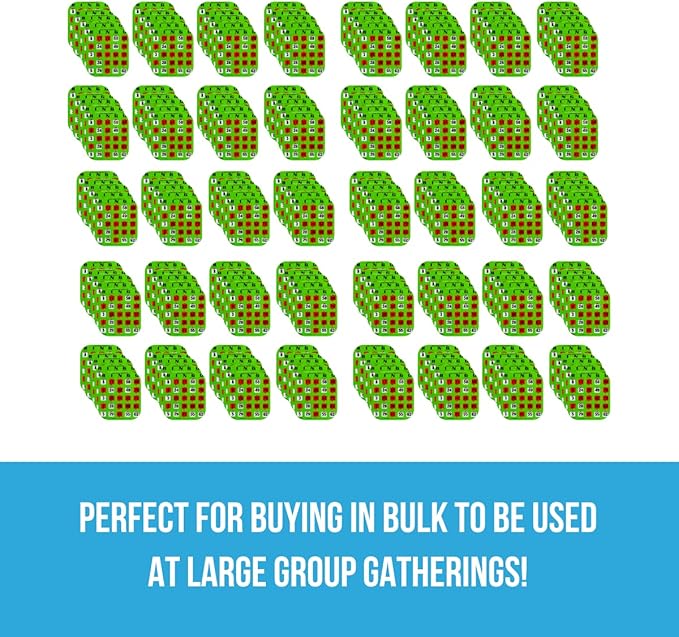 Regal Bingo - Shutter Slide Bingo Cards Only - 8” x 9” - 5-Ply Green Cardstock - Easy to Read - No Duplicates - Red Sliding Windows - Perfect for Large Groups, Bulk Purchasing