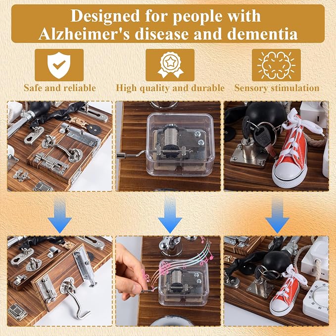 Fidget Busy Board for Adults with Dementia, Engaging Alzheimers Activities & Tactile Stimulation, Dementia Activities for Seniors, Thoughtful Gift for People with Alzheimer's (Outlet Version)