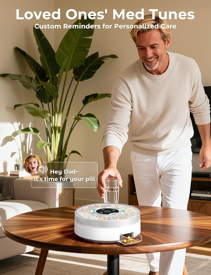 Betife Automatic Pill Dispenser for Elderly with Alarm – 31-Slots | Senior-Friendly,App Support,Fingerprint Unlock, Child-Proof,Bluetooth-Enabled