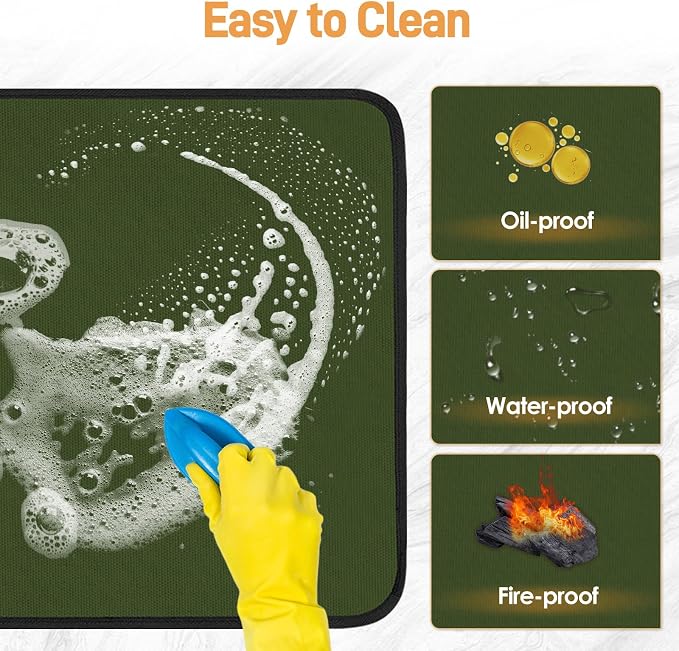 Heat Resistant Mats for Countertop fits Tabletop Grill, 31x24x0.04in, Green | 1022℉ Fireproof grill mat for countertop/table protection, fits gas/charcoal grills, pizza ovens, fits Blackstone & Ninja