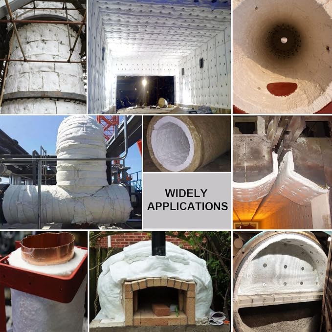 Ceramic Fiber Insulation, 2 Pieces 24"x15.7"x1"Thick, 2600F Fireproof Insulation Blanket for Wood Stove Baffle, Fireplace, Pellet Stove, Chimney, Furnace, Boiler, Pizza Ovens and Forge