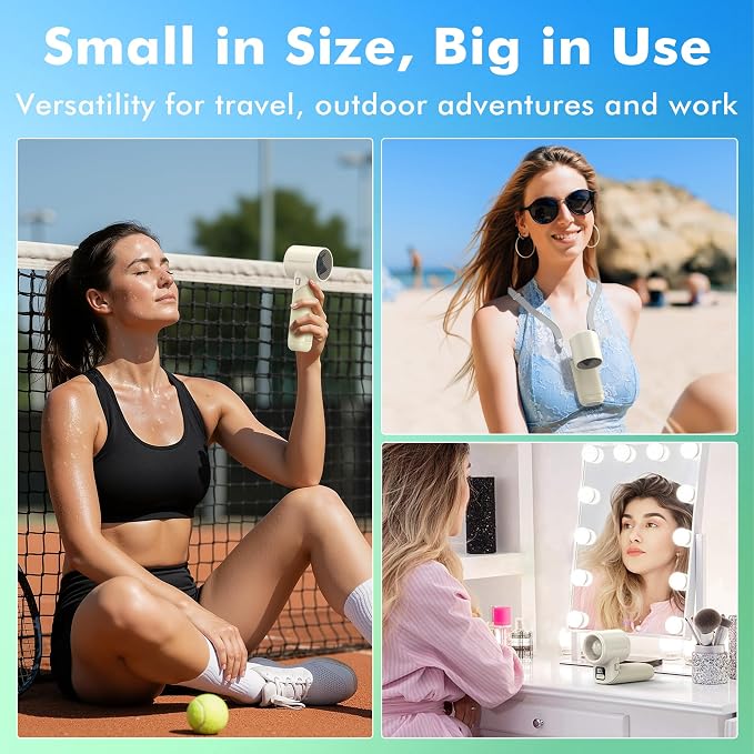 AMACOOL Portable Handheld Turbo Fan丨5 Speed Foldable Hand Fans丨Max 20 Hours Runtime丨Rechargeable Mini Pocket Cooling Fan for Travel, Outdoor Activities, Gifts for Women