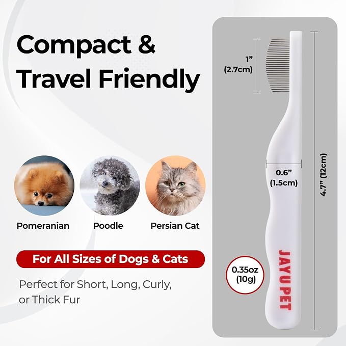 JAYU PET Facial Grooming Comb | Dog Eye Combs, Stress-free Eye Gunk Remover for Dogs & Cats, Pet Facial Brush, Cat Grooming Kit