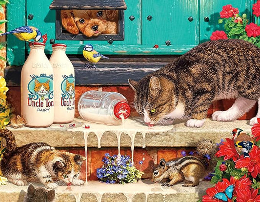 100 Piece Puzzles for Kids Cat 100 Piece Puzzles for Adults, Cute Kitten 100 Pieces Puzzle for Kids Ages 4-8, Doorstep Raiders Puzzle for Seniors Teens Brain Teaser