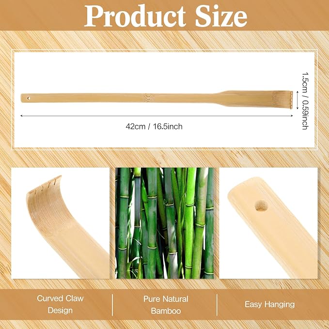 50 Pack Bamboo Back Scratchers Bulk, Long Handle Wooden Scratcher | Manual Back Scratcher for Itching Relief and Body Massage Handheld Wooden Scratcher for Elderly Men Women Family Nursing Gift