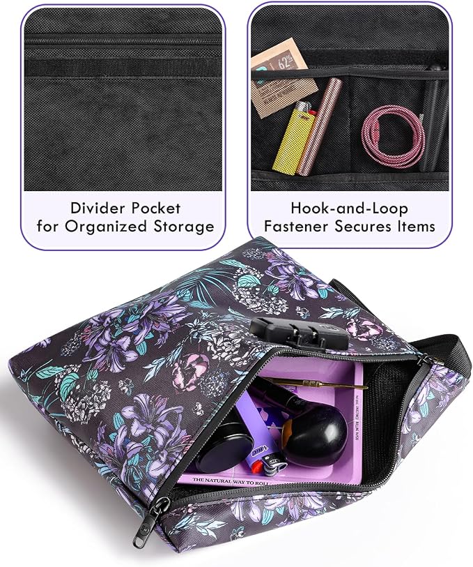 Smell Proof Bag, Odor Proof Bag with Combination Lock, Durable Smell Proof Container with Carbon Lining, Secure Odorless Travel Pouch for Home & On-the-Go (Purple Combo)