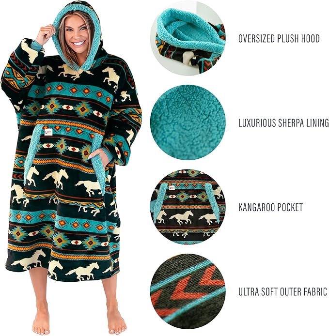 LazyOne Oversized Blanket Hoodie, Oversized Hoodies for Women and Men, One Size Fits All Wearable Blankets