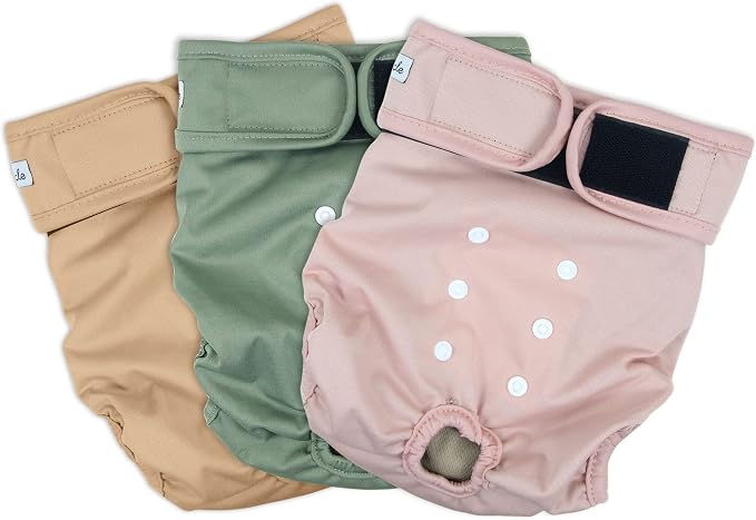 Washable Female Dog Diapers - Premium Reusable Diapers for Doggie in Heat - Highly Absorbent Dog Diapers Female for Pet Incontinence with Adjustable Snaps (Pink, S)