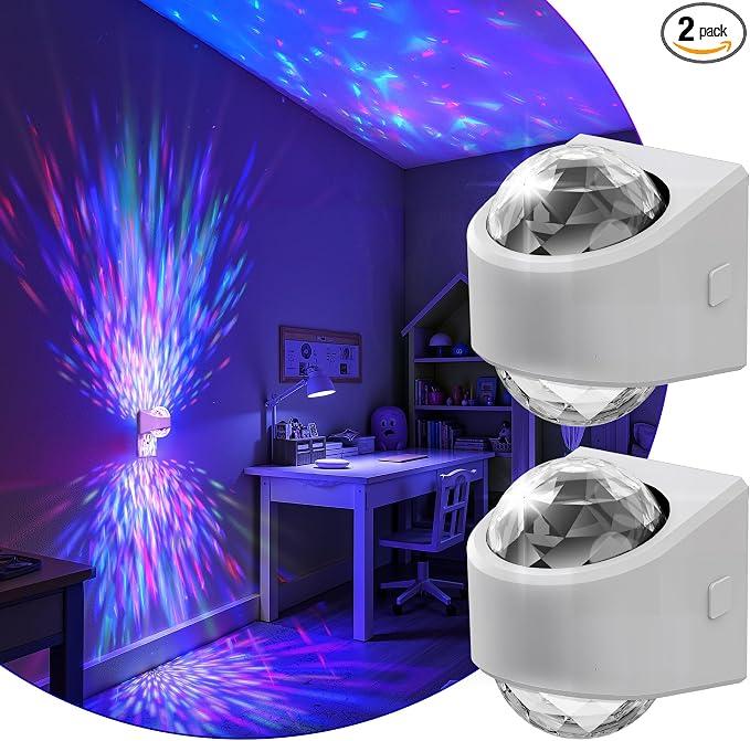 L LOHAS LED Projector Night Light,Plug in Night Light with Light Sensor | Multi-Color Nightight, RGB LED Nightlight for Kids Playroom Christmas Party Gift, 2 Pack