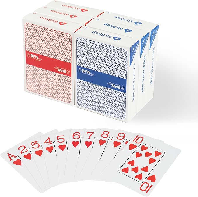 Playing Cards 6 Pack,Waterproof Playing Cards，Large Playing Cards for Adults, Seniors and Low Vision People,Plastic Playing Cards for Blackjack, Euchre, Canasta and Family Game Nights