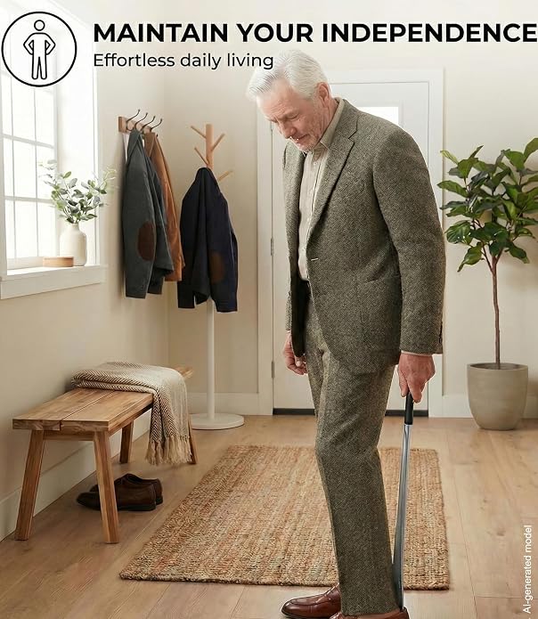 FALKON Shoe Horn Long Handle- Metal Shoe Horn Sets for Men, Women and Children, TSA Friendly