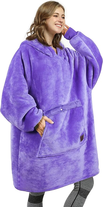 Catalonia Oversized Blanket Hoodie Sweatshirt, Wearable Sherpa Lounging Pullover for Adults Women Men
