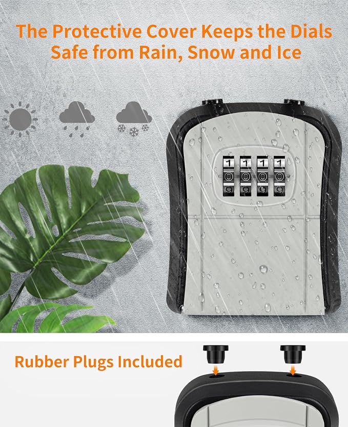 Portable Key Lock Box,Key Holder Safe Security Lock Box for Indoor, Outdoor, Garage, Garden, Store (1, Grey)