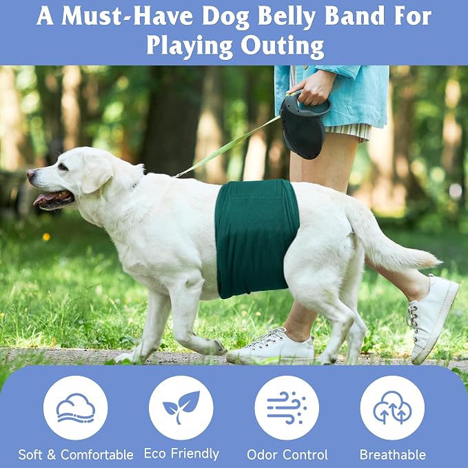 5 Pack Dog Diapers Male Reusable, Premium Belly Bands for Dogs, High Absorbing Male Dog Pee Wraps for Doggie in Incontinence or Excitable Urination Red L