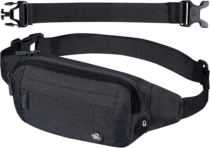 WATERFLY Small Fanny Pack Crossbody Lightweight Waist Bag for Woman Man | Adjustable extender strap, Slim compact, Water-resistant durable material, Breathable back pad, Multi-scene for travel, daily