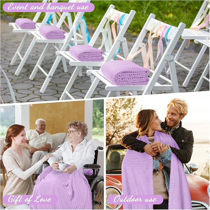 Buryeah 12 Pcs Flannel Throw Blanket Bulk 50 x 60 in Sleepover Blanket Outdoor Wedding Throw Lightweight, Oeko-tex Standard 100 Certified for Sofa Homeless Gifts (Lavender Purple)