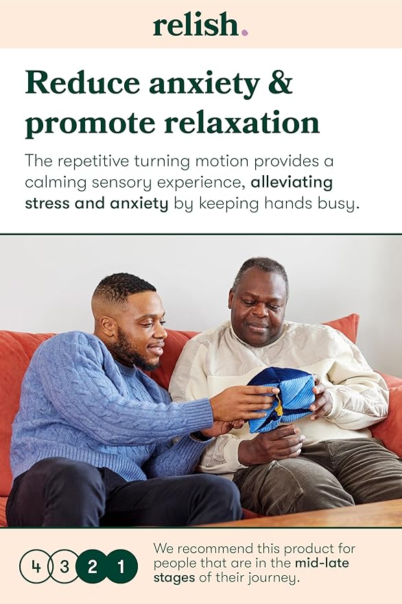 Relish - Tactile Turn Dementia Sensory Activity, Fidget Toy for Alzheimer's & Dementia, Mid to Late Stages, Soft Comfort Product with Contrasting Colors & Textures