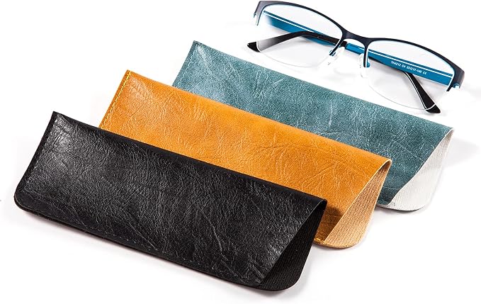 TRIUMPH VISION Reading Glasses Pouch Eyeglass Sleeve Soft Case Slim 3 Pack | Alternative to Bulky Case Lightweight，Neoprene Lined Padded Protect Optical lens Slip in, Cute Pattern Portable for Daily Use