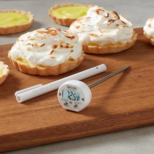 Taylor Instant Read Digital Meat Thermometer for Grill, BBQ & Kitchen, NSF Approved, Fast Internal Temperature Readings, F/C Switchable Display, Battery Included, Pocket Sleeve Clip, White