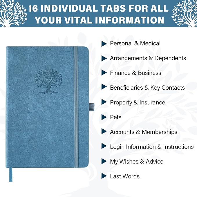 End of Life Planner - Estate Organizer & Final Arrangements Book, 8.5"x6.4" | I'm Dead Now What? All-in-One Guide to Ease the Burden for Your Family. Includes Large Print, Inner Pocket & Pen Loop,