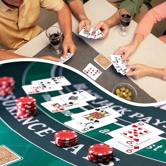 Playing Cards, Deck of Cards, Poker Cards, Jumbo Poker Size Large Print Playing Cards for Adults Seniors, Card Games for Family Game Night Table Games Magic Casino Theme Party (Orange)