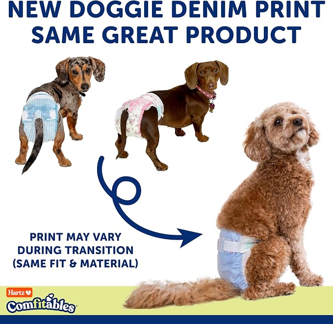 Hartz Disposable Dog Diapers, Size S 36 count, Comfortable & Secure Fit, Easy to Put On | Comfortable & Secure Fit, Easy to Put On, Super Absorbent, Breathable Material, Adjustable Tail Hole, Male & Female Diaper