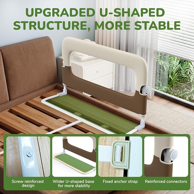 Bed Rail for Toddlers, 47 Inch Toddler Bed Rails, Bed Rail for Baby | Adjustable Heights, Folding up Portable, Safe Metal Frame, For Baby, For Crib, Twin, Bunk, Full Size, Queen & King Bed